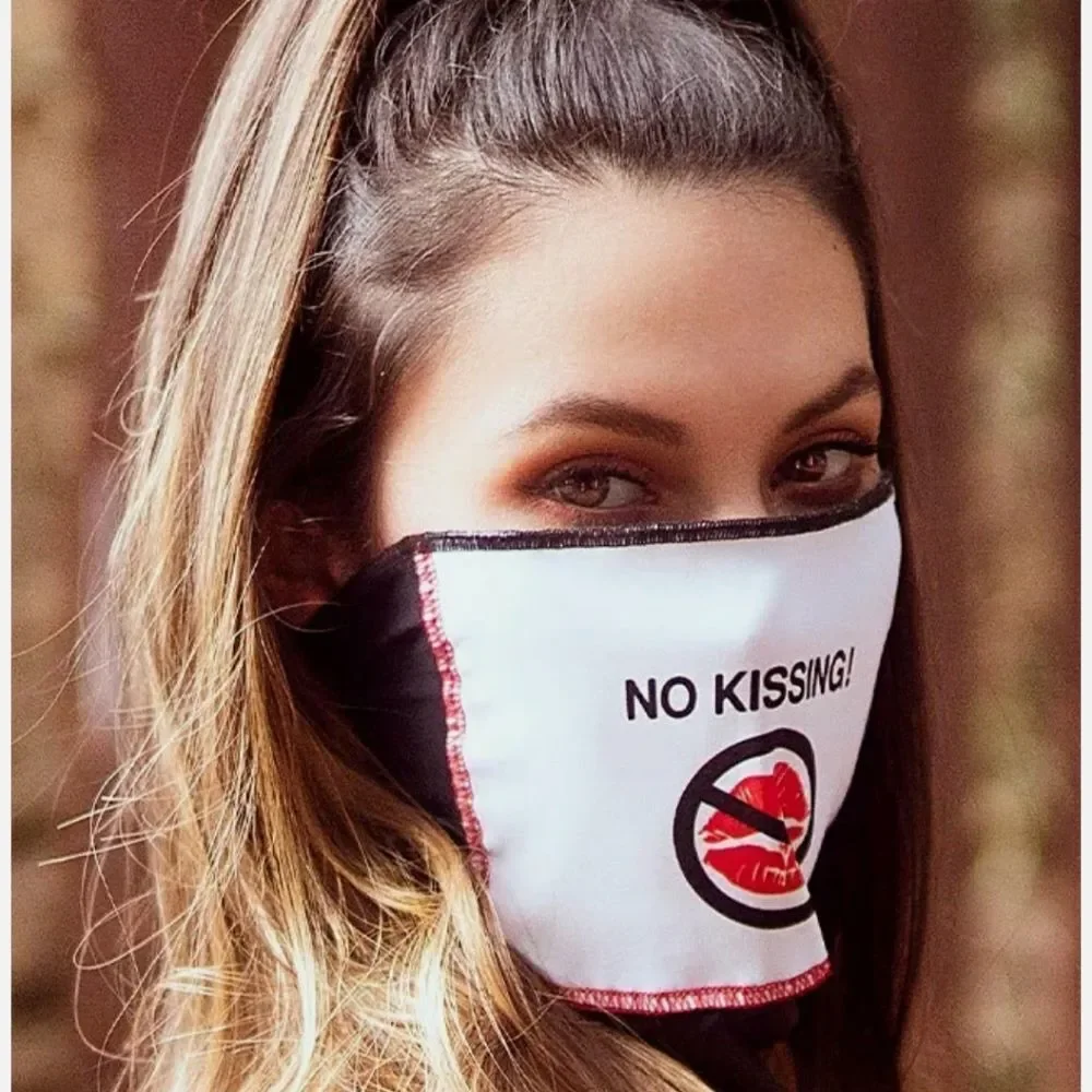 Face/ Neck Bandana Reversable- Black/ Red Lips